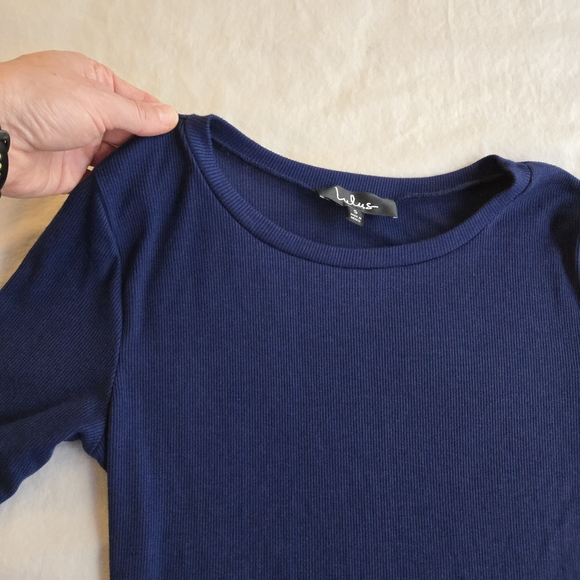 Lulus Connelly Navy Blue Ribbed Long Sleeve Bodycon Midi Dress - Picture 10 of 13